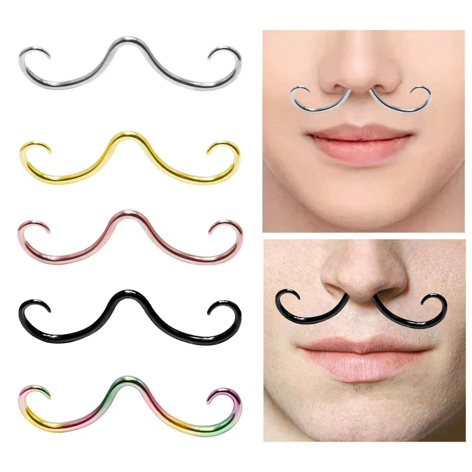 Septum Mustache Nose Ring Casual Fashion Trendy Unique Mustache Septum Ring for Birthday Costume Party Wedding Valentine Female