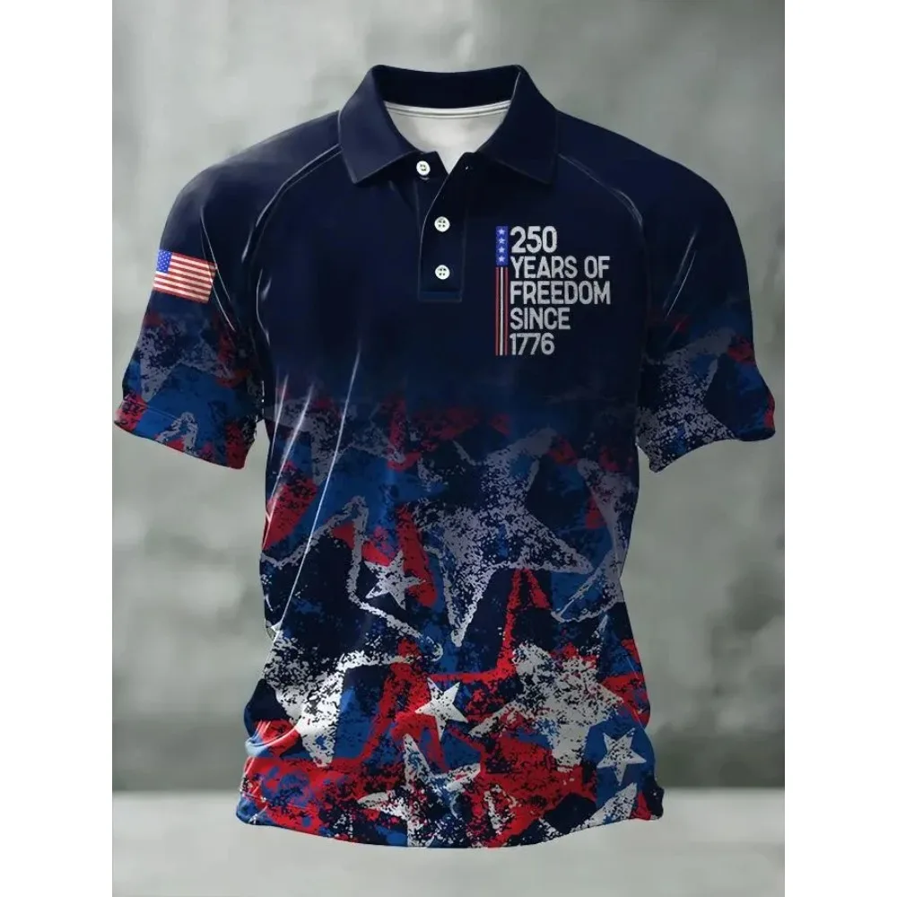 2026 New America 250th Anniversary Polo Shirt USA Flag 1776–2026 Patriotic Tees American Independence Day Clothes Fourth of July
