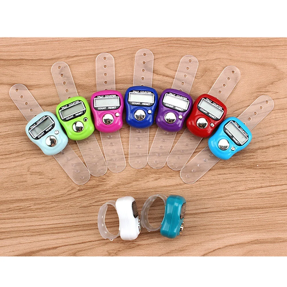 LCD Electronic Finger Hand Ring Knitting Row Tally Counter Pedometer Digital Hand Tally Counter Random Color