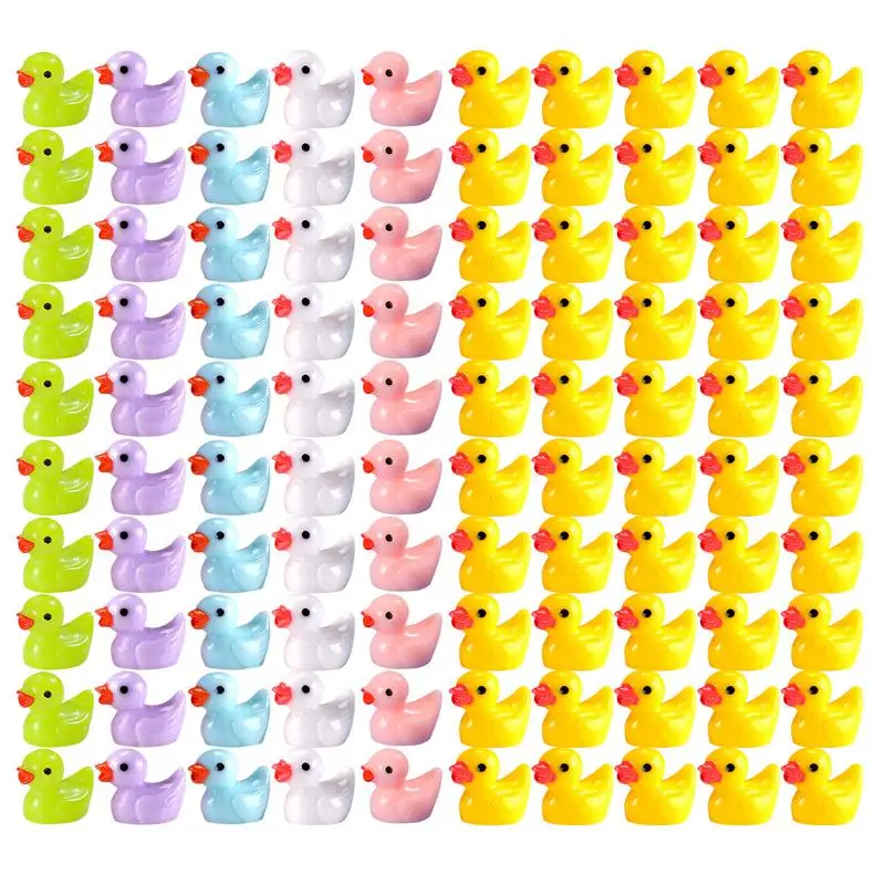 Tiny Ducks Realistic Shape Mini Resin Ducks 100 PCS Small Duck Miniature Ducks Little Duck For Christmas Birthday Party Micr