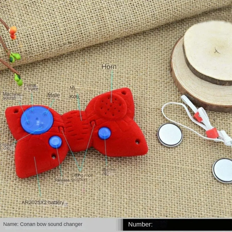 Detective Conan Voice Changer Portable Funny Red Bowknot Voice Changer Animation Peripheral Model Children Birthday Gifts Toys