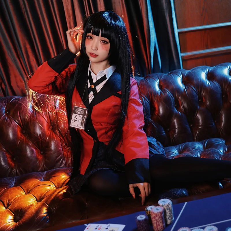 Kakegurui Jabami Yumeko Costume Anime Compulsive Gambler Yomozuki Runa Cosplay Red Japan School Girls Uniform