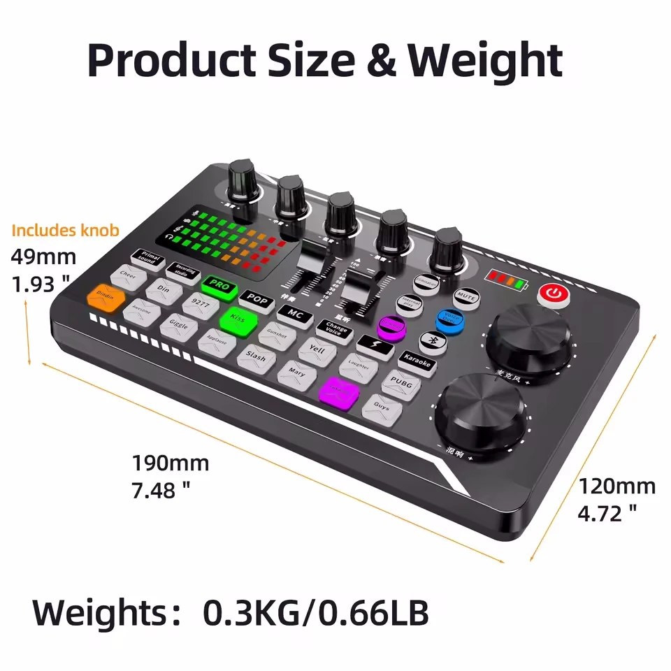 Condenser Microphone Professional Mic Wireless Bluetooth Sound Mixer Card For PC USB Wired Digital Live Voice Changer Soundcard