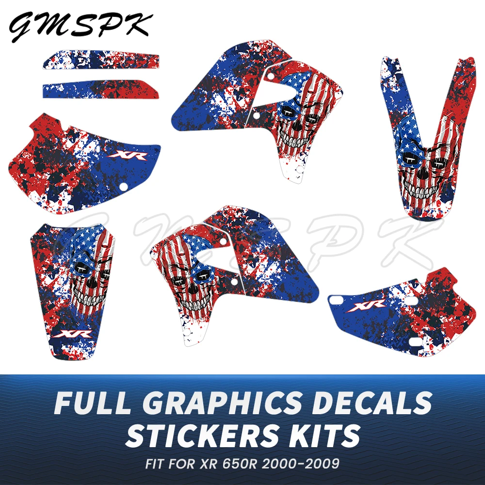 

Подходит для Honda XR650R XR 650R XR650 R 2000-2009 мотокросс персонализированная графика и фон наклейки комплект наклеек