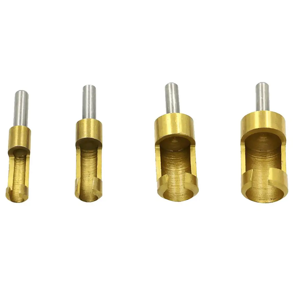 

4 шт./компл. 1/4 дюйма, титановая дрель с хвостовиком, резак, сверло, отверстие в дереве