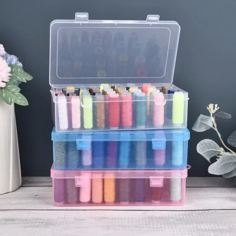 42 Axis Sewing Threads Box Bobbins Storage Case Transparent Needle Spool 24 Grids Organizer Household DIY Sewing Accessories