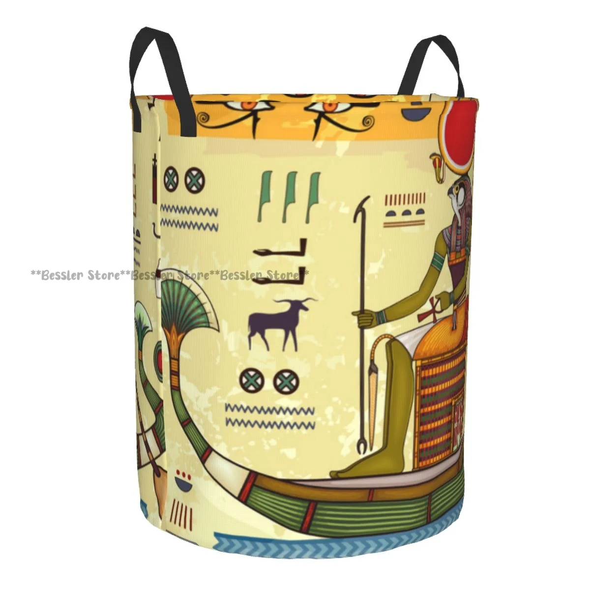 Foldable Laundry Basket for Dirty Clothes Egyptian Ancient Symbol Storage Hamper