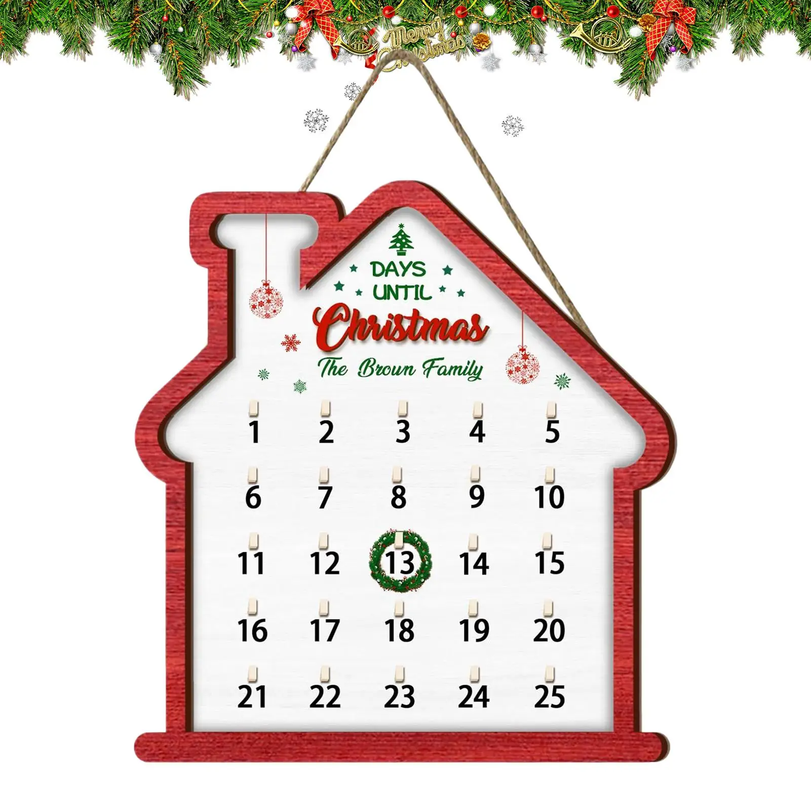 

Рождественский календарь Адвент 2025 Знак Адвента Домашний декор Календарь обратного отсчета Рождественские украшения для вечеринки Настенная дверь Гостиная