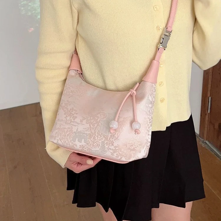 الاتجاه حمل حقيبة عادية مطرزة النمط الصيني حقيبة يد المحافظ Hanfu التطريز حقيبة يد سستة حقيبة كروسبودي شيونغسام حقيبة الطرف