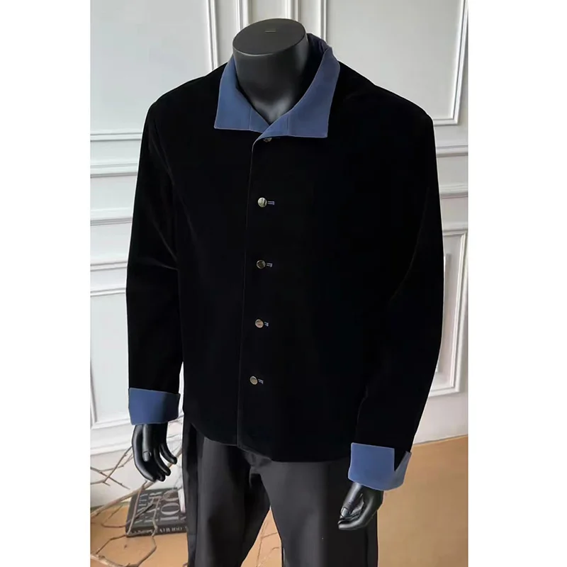 

New Chinese Sle Velvet Tang Suit Jaet Men Women Design Stand Collar Luxury Ele ort Length Spring Autumn Faion