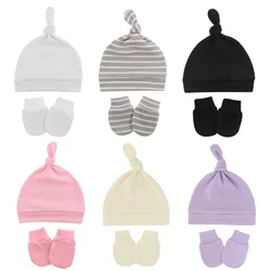 Newborn Hat Gloves Set Cotton Infant Bonnet Baby Beanie Hat New Born Gift for Girls Boys Infant Cap Toddler Accessories