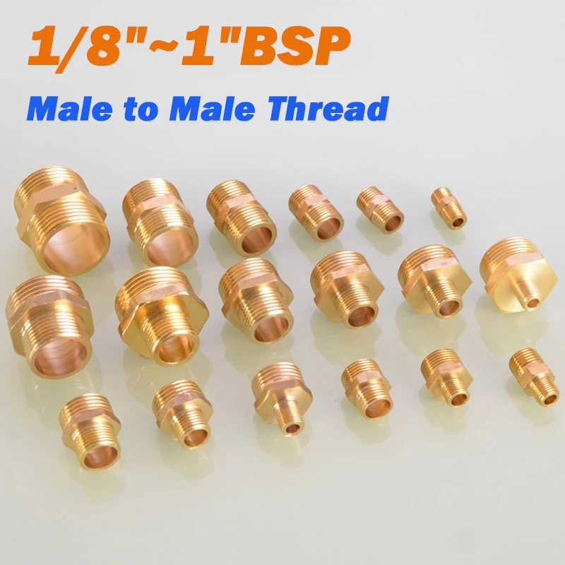 

1/8 "1/4" 3/8 "1/2" 3/4 "1" BSP латунный фитинг трубы с наружной резьбой шестигранные ниппели равный прямой переходный медный разъем