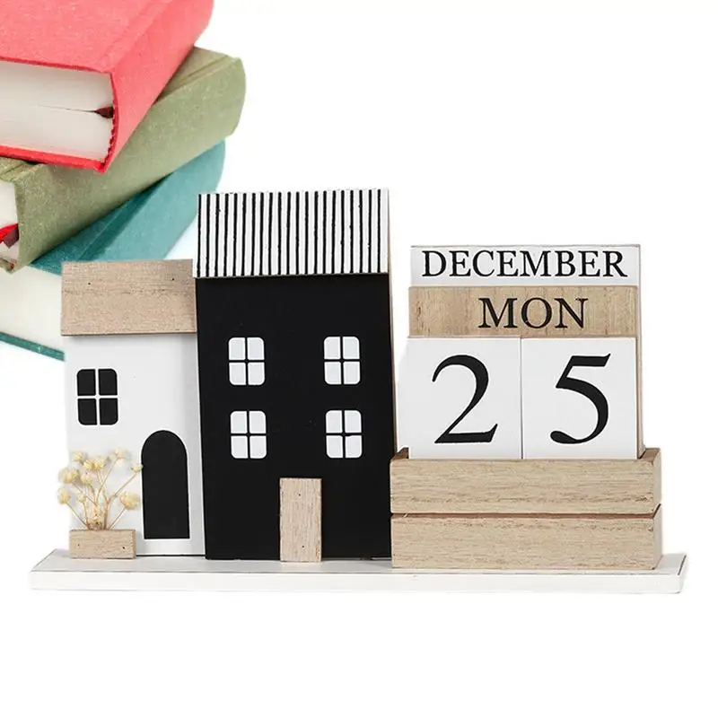 

Month Date Display Calendar Desk Perpetual Calendar Reusable Wooden Vintage Month Display With 12 Replaceable Cards Calendar