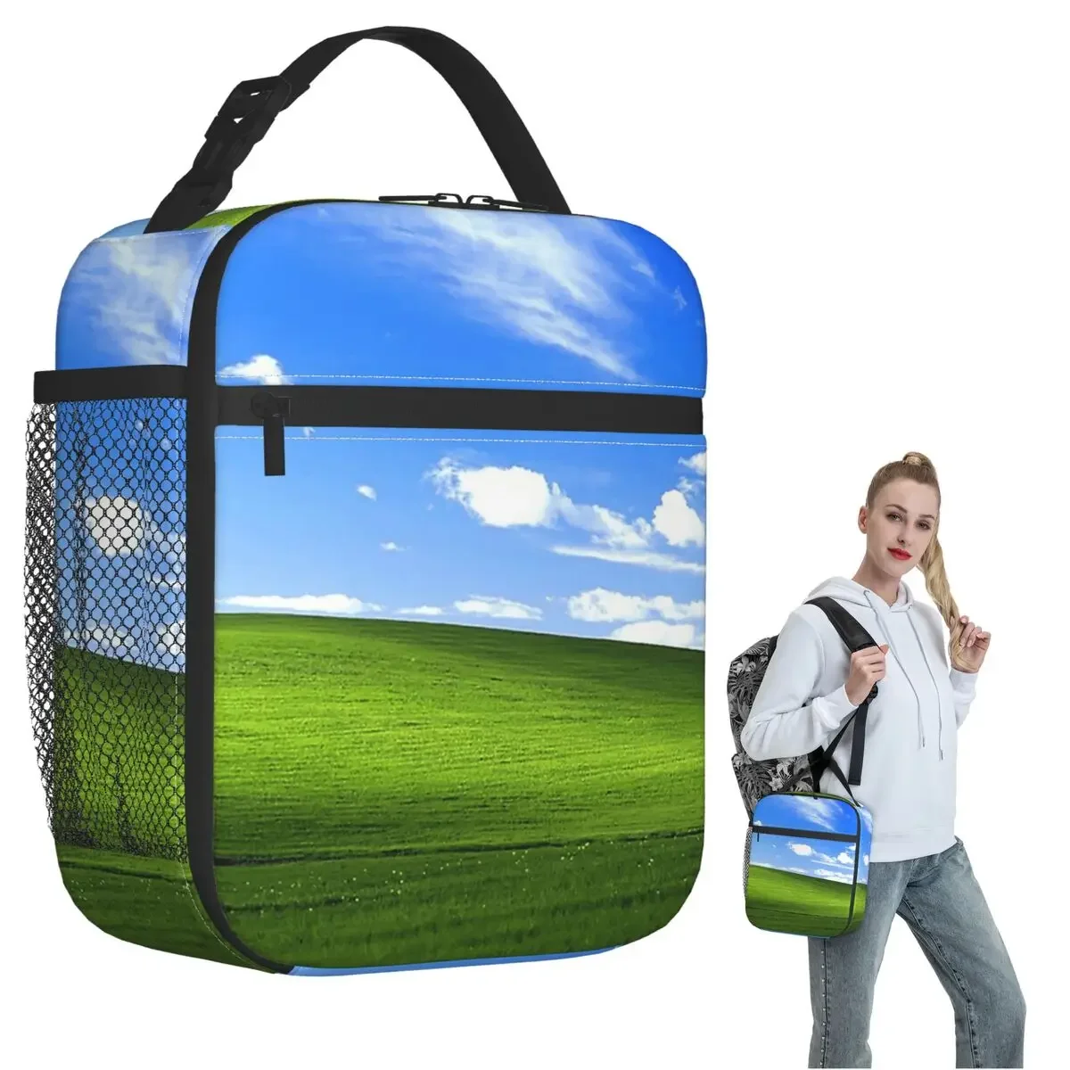Windows XP Wallpaper Insulated Lunch Bag for Women Children Portable Food Boxes Thermal Lunch Box Tote