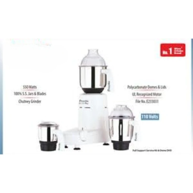 Plus Mixer Grinder 110-Volt for use in USA/Canada, white, 3-jar