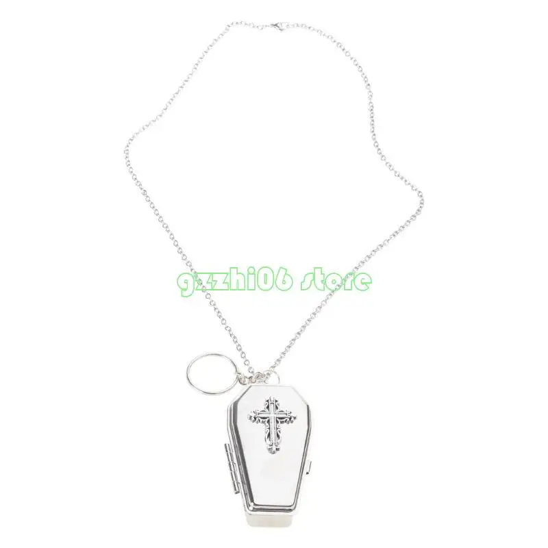 

T5UF Elegant Coffin Keychain Dark Gothic Jewelry Pendant Neck Jewelry Present for Those Who Love Distinctive Fashion