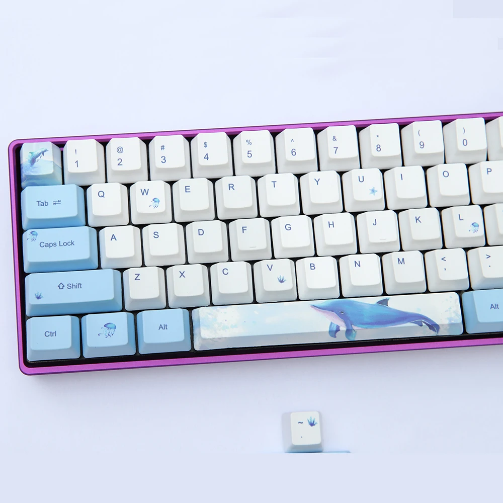 Dolfijn Thema Dikke Pbt Dye-Subbed Keycaps Oem Of Cherry Profiel Fit Mx Schakelaars Voor GK61 GK64 GH60 96 108 Mechanische Toetsenborden