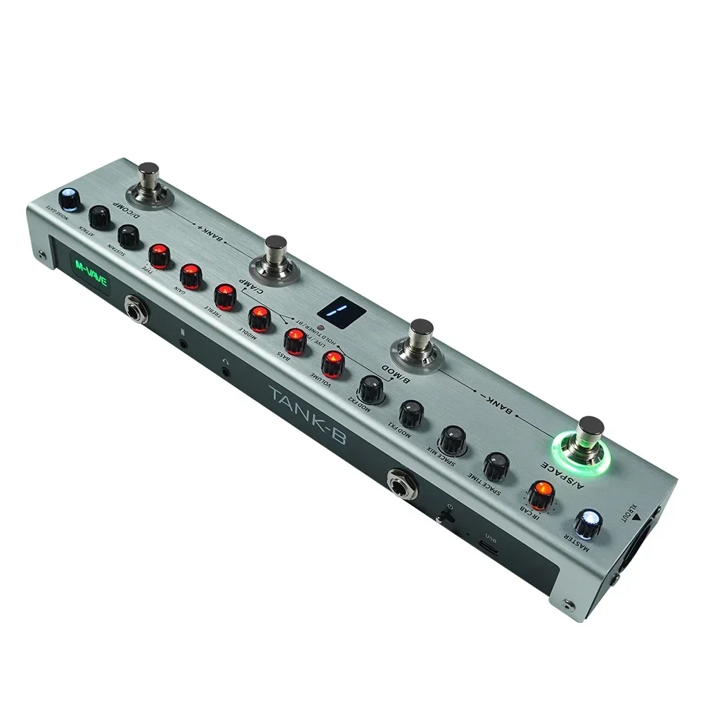 M-VAVE Tank-B Baspedaal Oplaadbare 36 Presets 9 Voorversterker Sleuven 8 Ir Cabine Slots 3 Modulatie/Vertraging/Galm Effecten