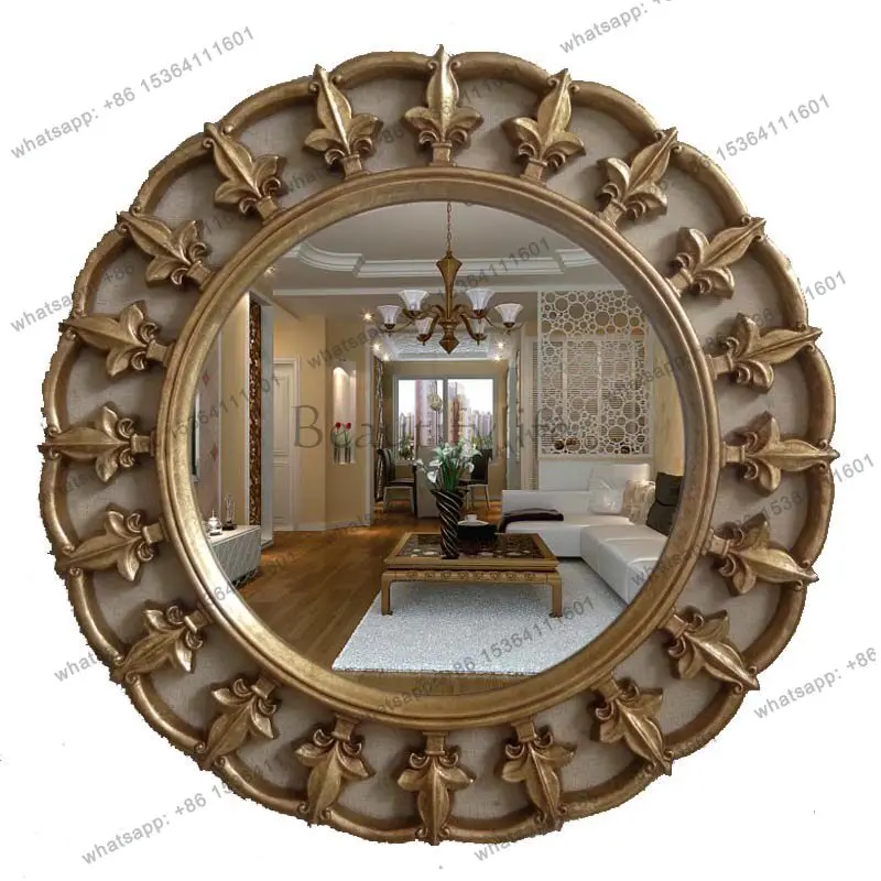 European Vintage Round Gold Modern Minimalist Vintage Wall Hanging Decoration Mirror