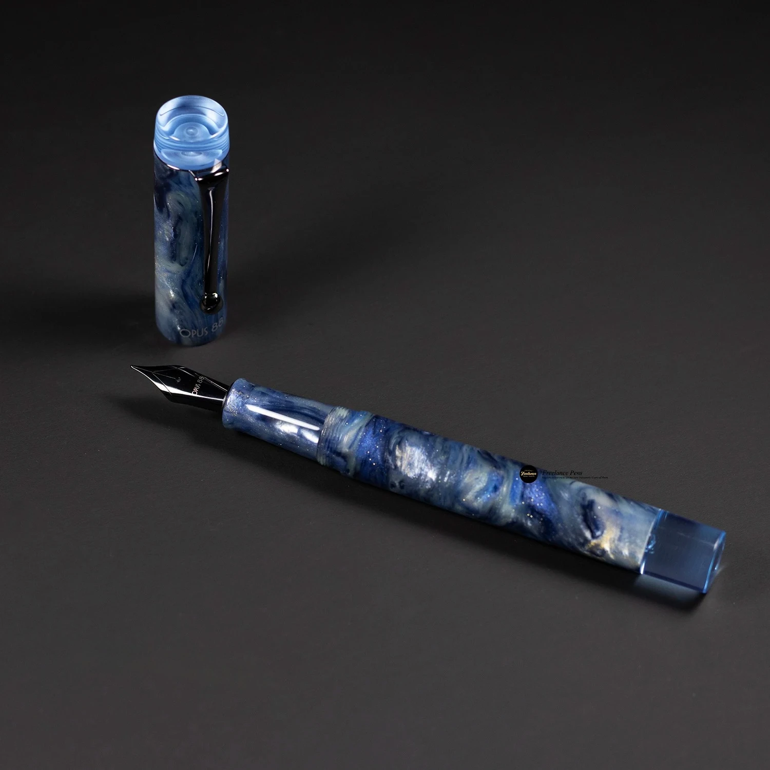 

Beautiful OPUS 88 Limited Demo Blue Sapphire Earth Acrylic Fountain Pen Large Orthodox Drop-in PVD Luxury Wiring Gift Pen