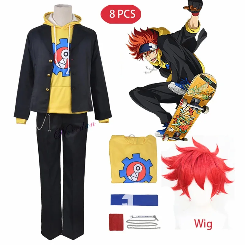 

Аниме SK8 the Infinity Reki Kyan Косплей Костюм Желтая толстовка с капюшоном Куртка SK∞ SK Eight Парик Комплект для скейтборда