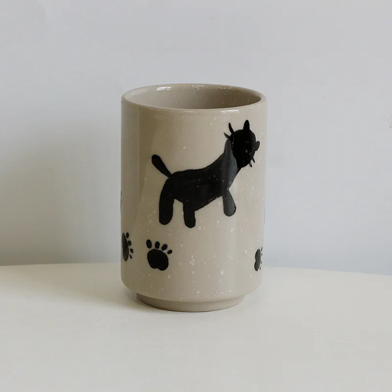 Retro Hand-Painted Cat Ceramic Mug Niche Helicopter Cup Mouthwash Cup Cute Afternoon Tea Tea Cup