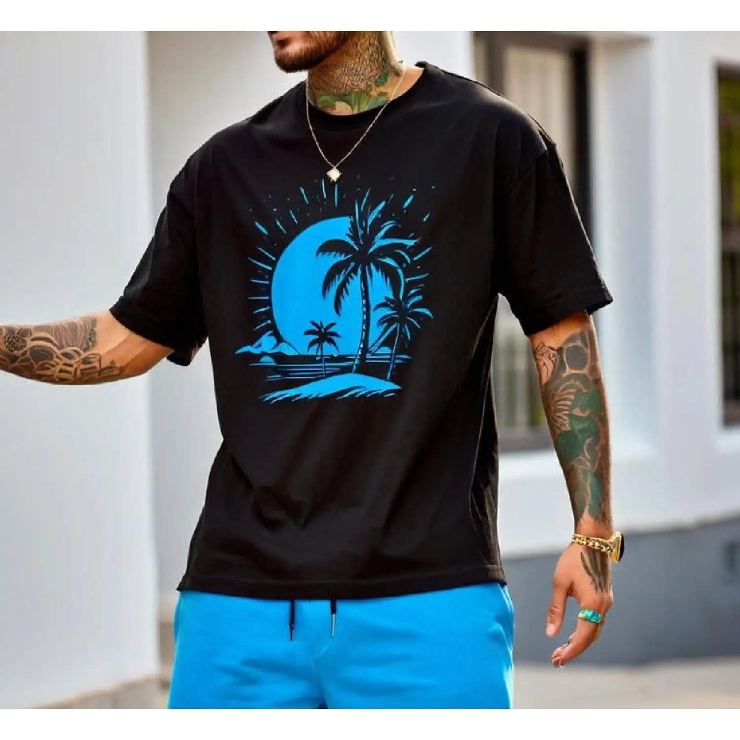 

Unisex Summer T-shirt Men's Beach Vacation Graphic Tee Tropical Palm Tree Island Aesthetic Top Cool Short Sleeve