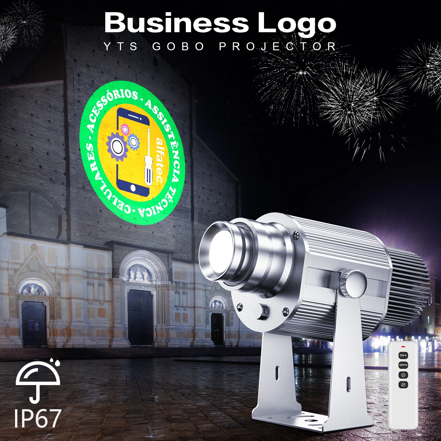 

YTS PRO Sliver Gobo Projector Business Logo Customize Design Ip67 Waterproof Rotating Image Project Outdoor Use Indoor Lighting