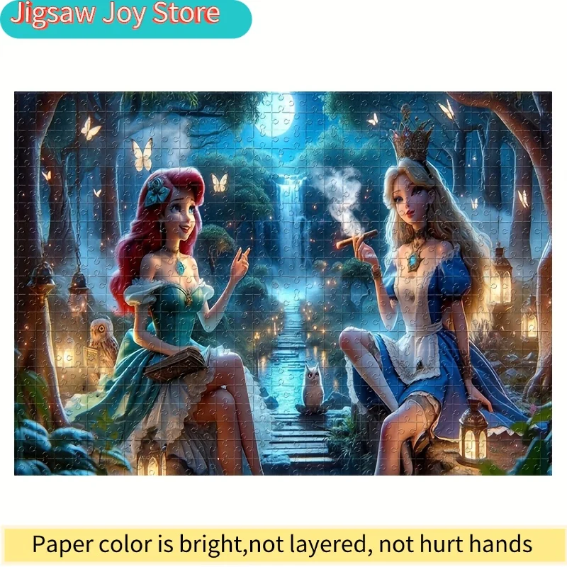 1000 stuks prinsessen voor Ariël en Alice in Wonderland mozaïekpuzzel - uitdagend puzzelspel met onregelmatige randen, dik karton