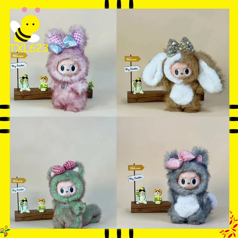 

17cm Standing Labubu Figurine Pendants Plush Cute Set Doll Clothes Only Collectible Toy Accessories without Dolls