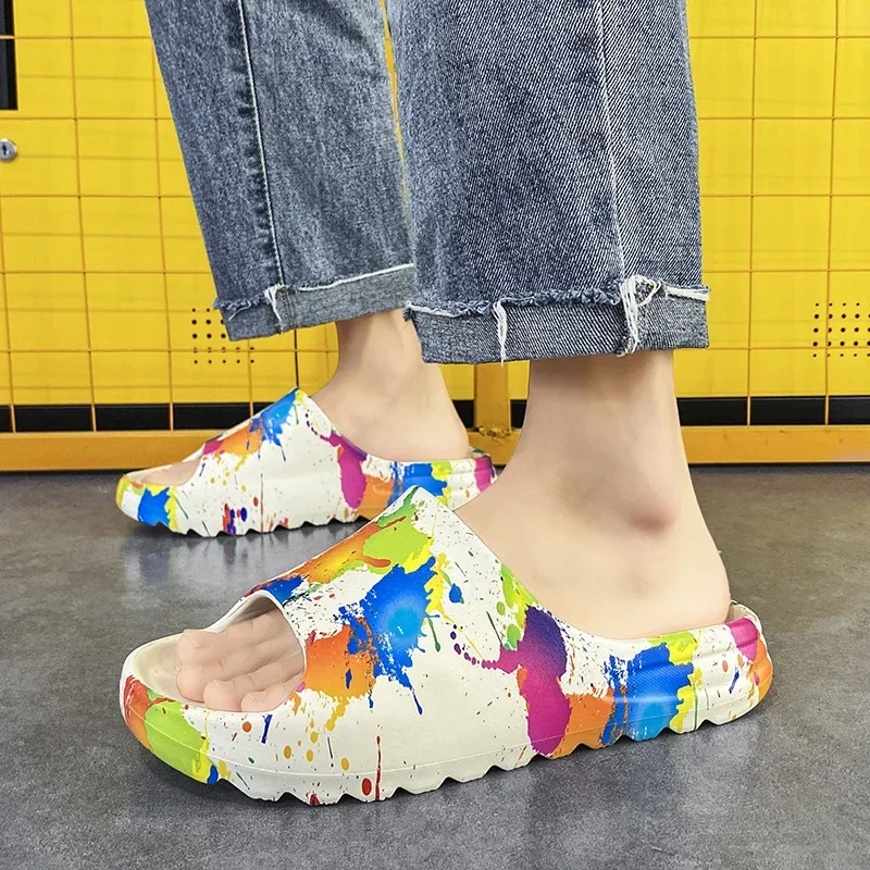 

Art Ink Slippers Anti-slip Breathable Quick Dry Summer Beach Sandals Lightweight Fish Mouth Slippers Plus Size 36-45