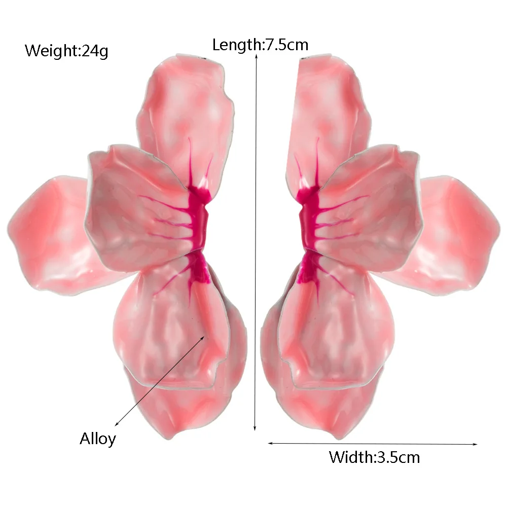 Summer fashion oil drop petal earrings gradual change three-dimensional petals sweet exaggerated temperament high sense earrings