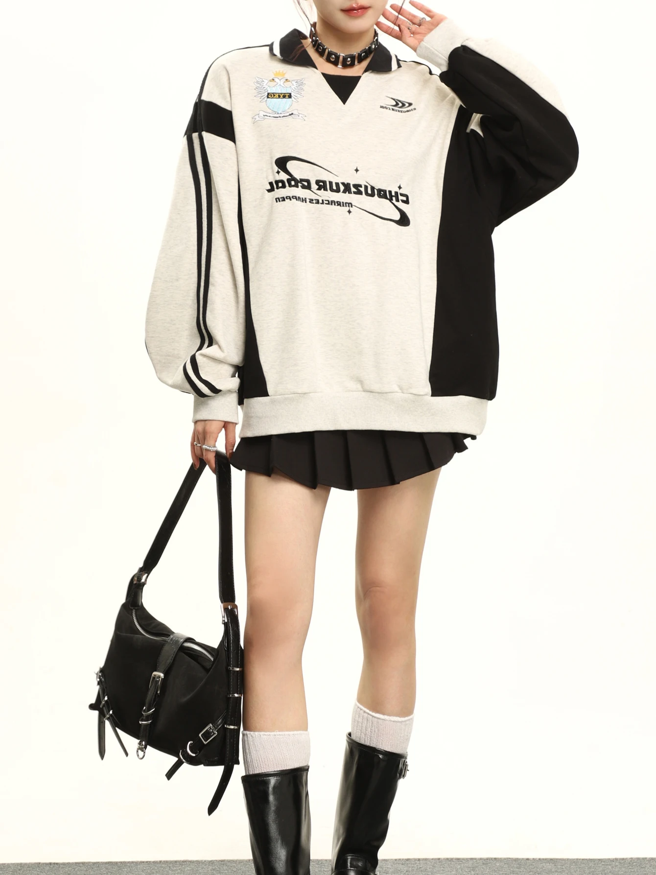 REDDACHiC Trashy Y2k Women Oversized Hoodie Casual Long Sleeves Top Color Block 90s Retro Pullover Sweatshirt Sporty Streetwear