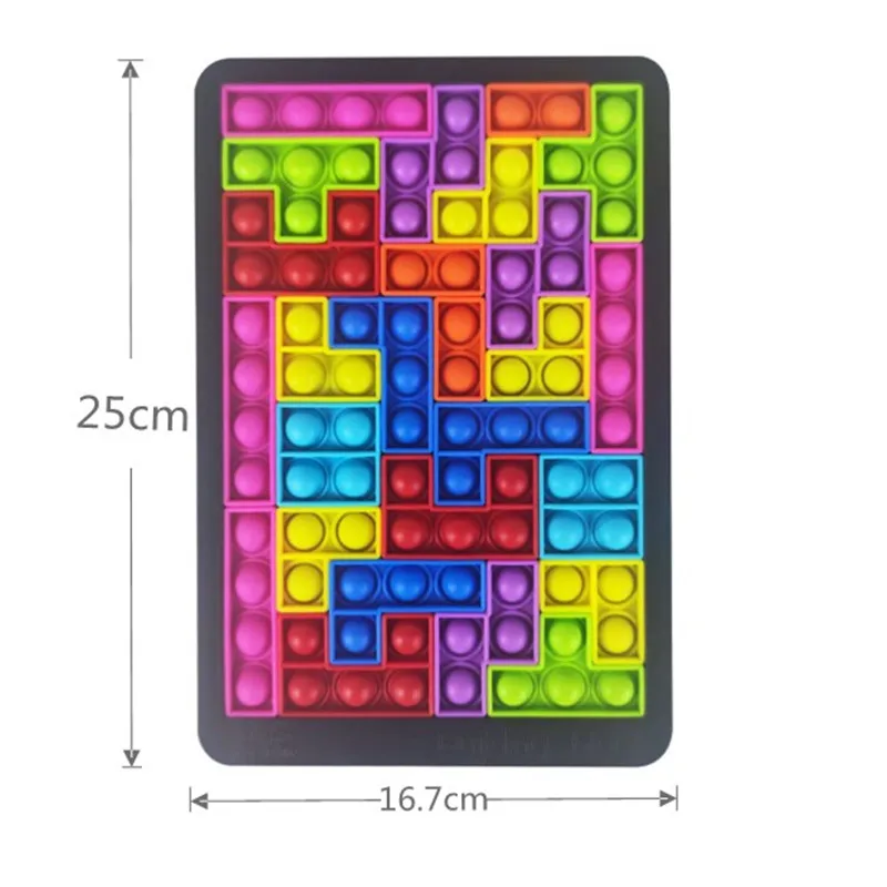 Rompecabezas Tangram 3d colorido, juguetes de burbujas de compresión de descompresión, Burbuja sensorial con punta del dedo, prensa para aliviar el