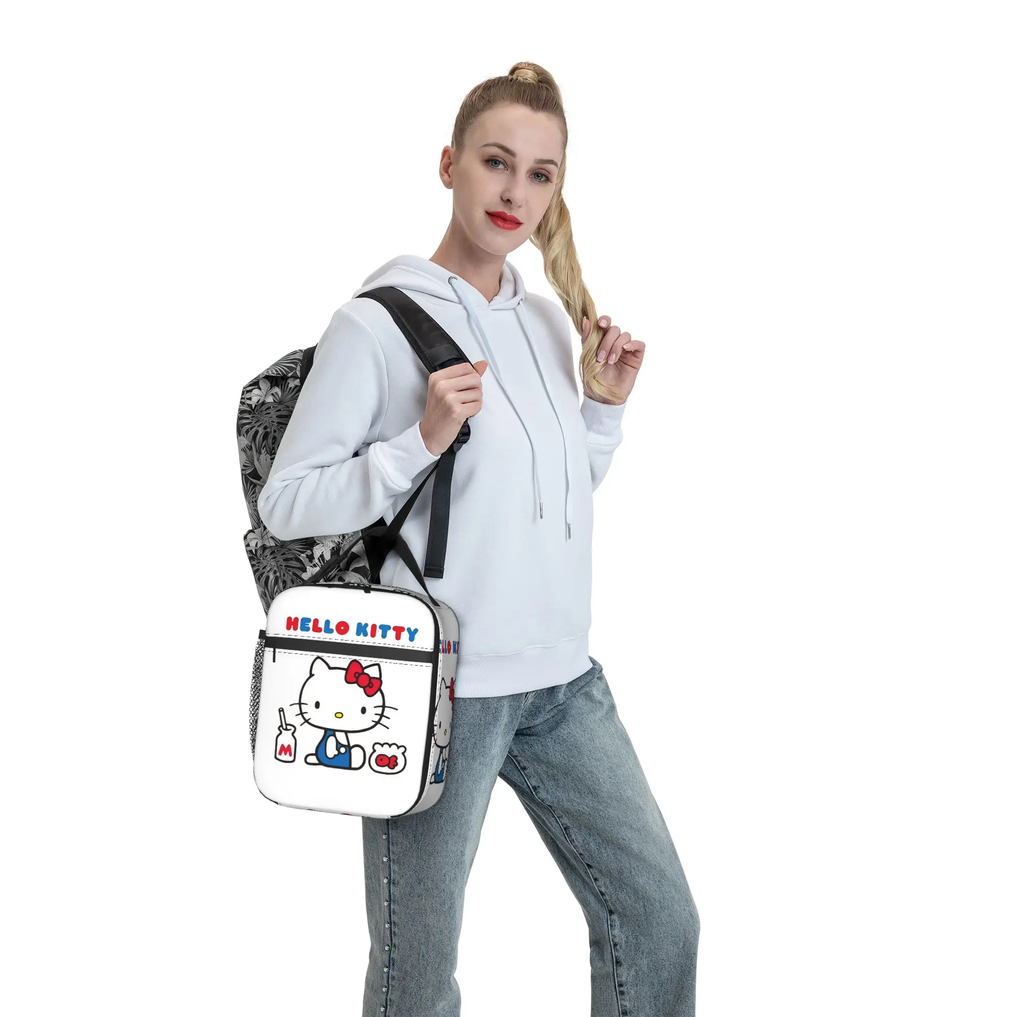 Hello Kitty Milk Insulated Lunch Bags Portable  Reusable Cooler Bag Tote Lunch Box Beach  Outdoor Men Women view 6