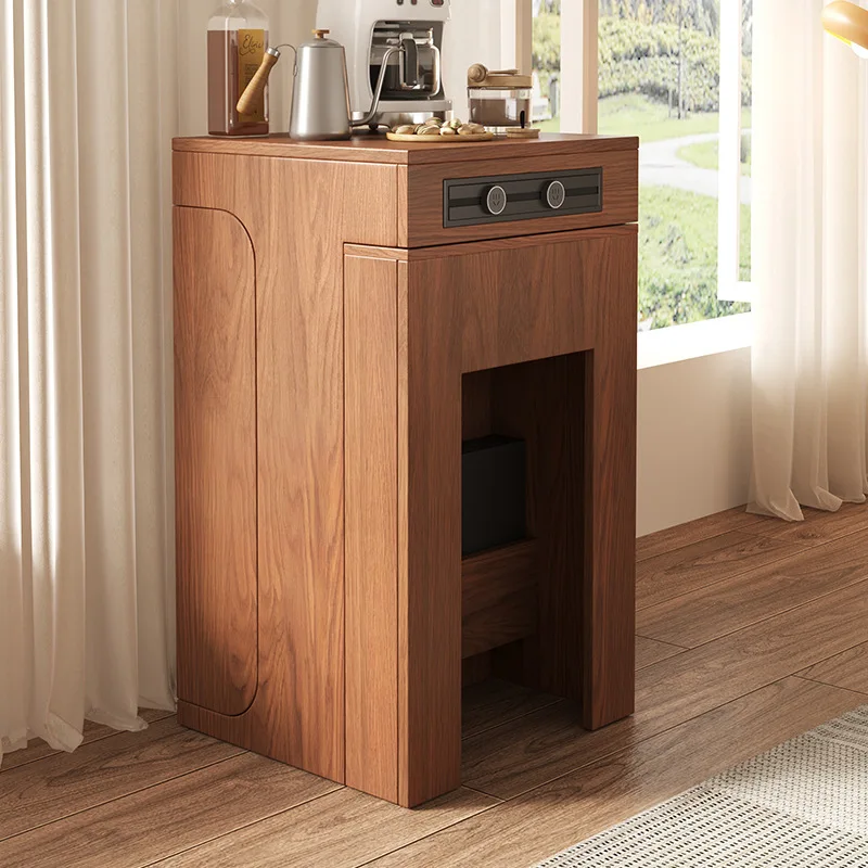 Nordic telescopic folding dining table and side cabinet integrated household small apartment multi-functional wall