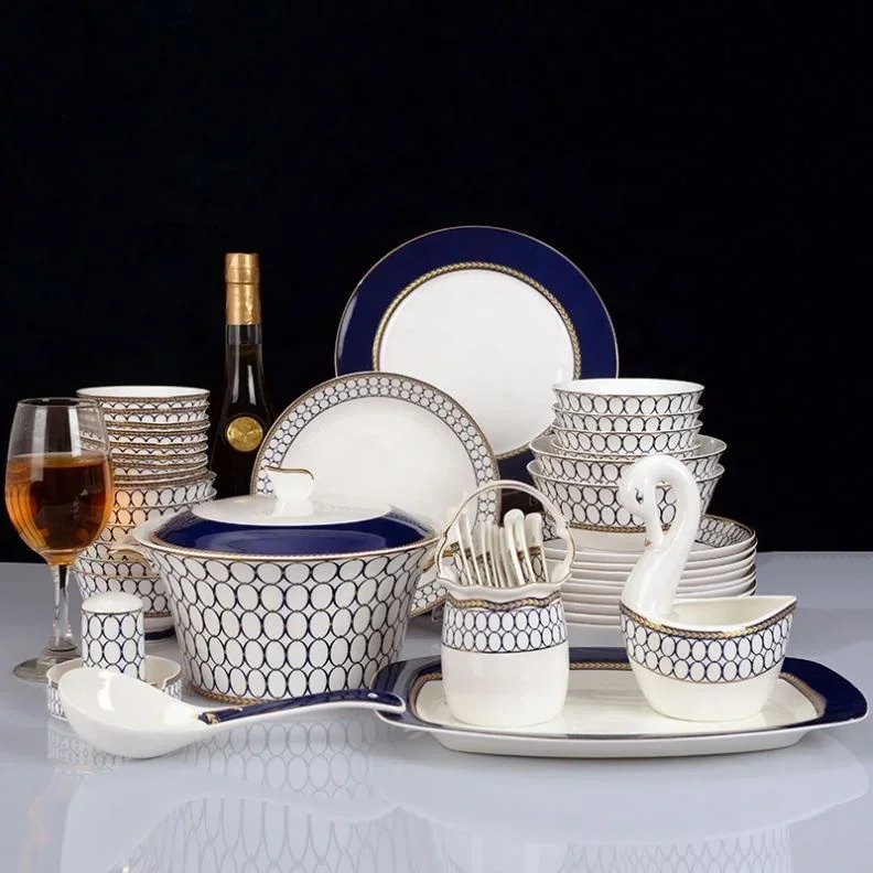 High grade western European style bone china tableware 60 pieces ceramic dinnerware set