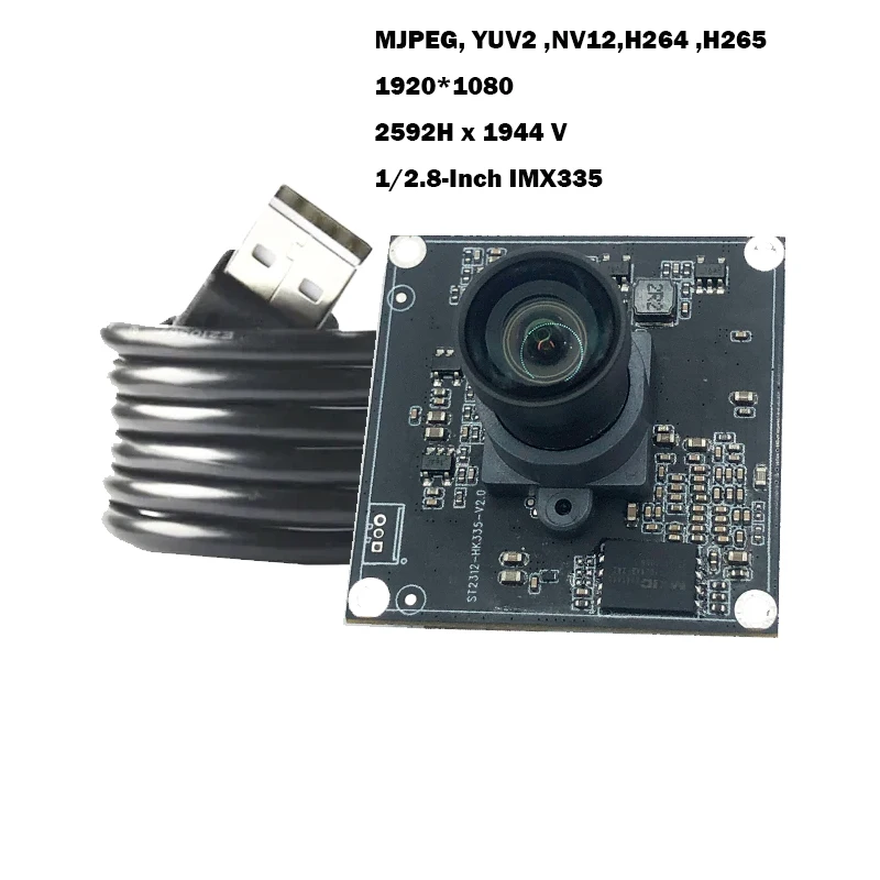 5MP HD 2592*1944 120fps Webcam IMX335 USB3.0 Camera Module NV12 YUV MJPG H.264 H.265 for Video Conference, Live Streaming