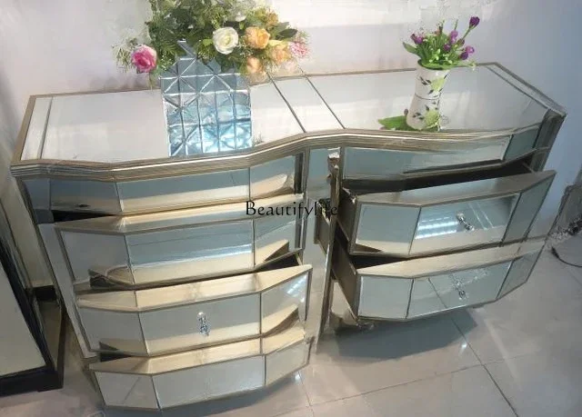 

yj9 Dining Side Mirror Entrance Cabinet European Simple Mirror Display Cabinet Glass