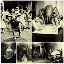 Surreal Fantasy Horror Creature Vintage Photograhpy Art Poster Print,Creepy Monster Photo Retro Wall Art Canvas Painting Decor
