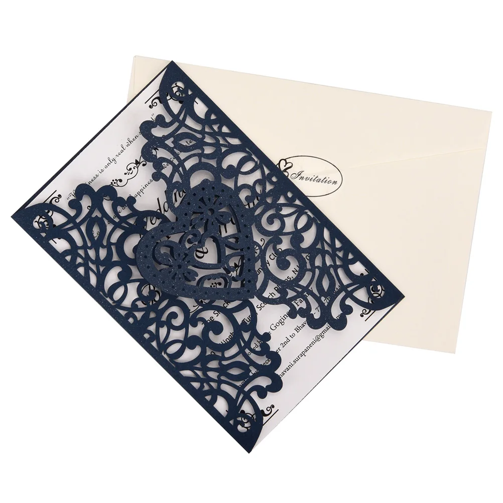 

10 set European Wedding Invitation Cards Romantic Envelope Set Bridal Shower Business Party Sealing Sticker Included Blue