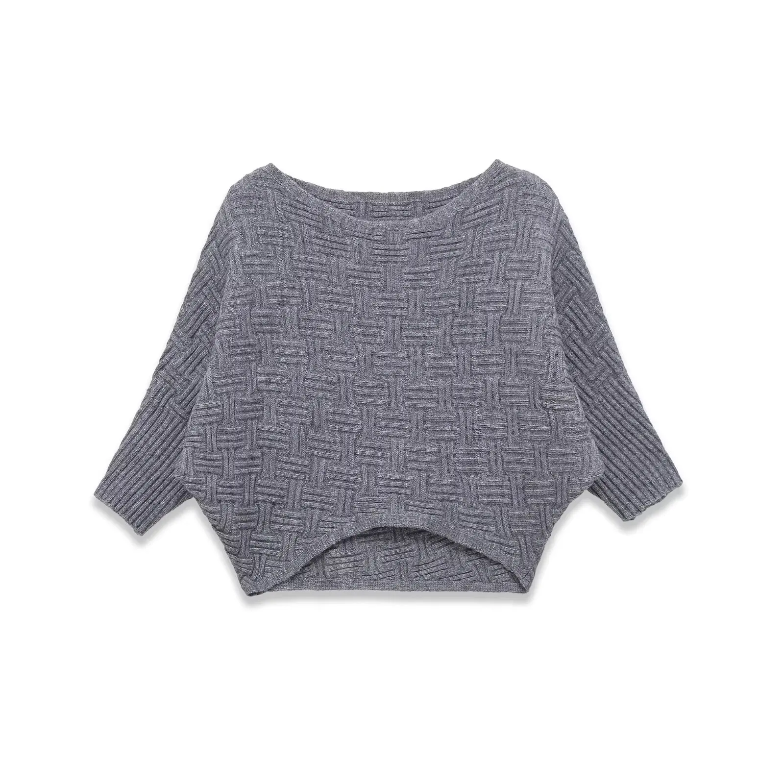 

Women Spring Casual Long Sleeves Asymmetric Texture Short Knitted One Collar Pullovers Female Fashion Solid Sweater Tops
