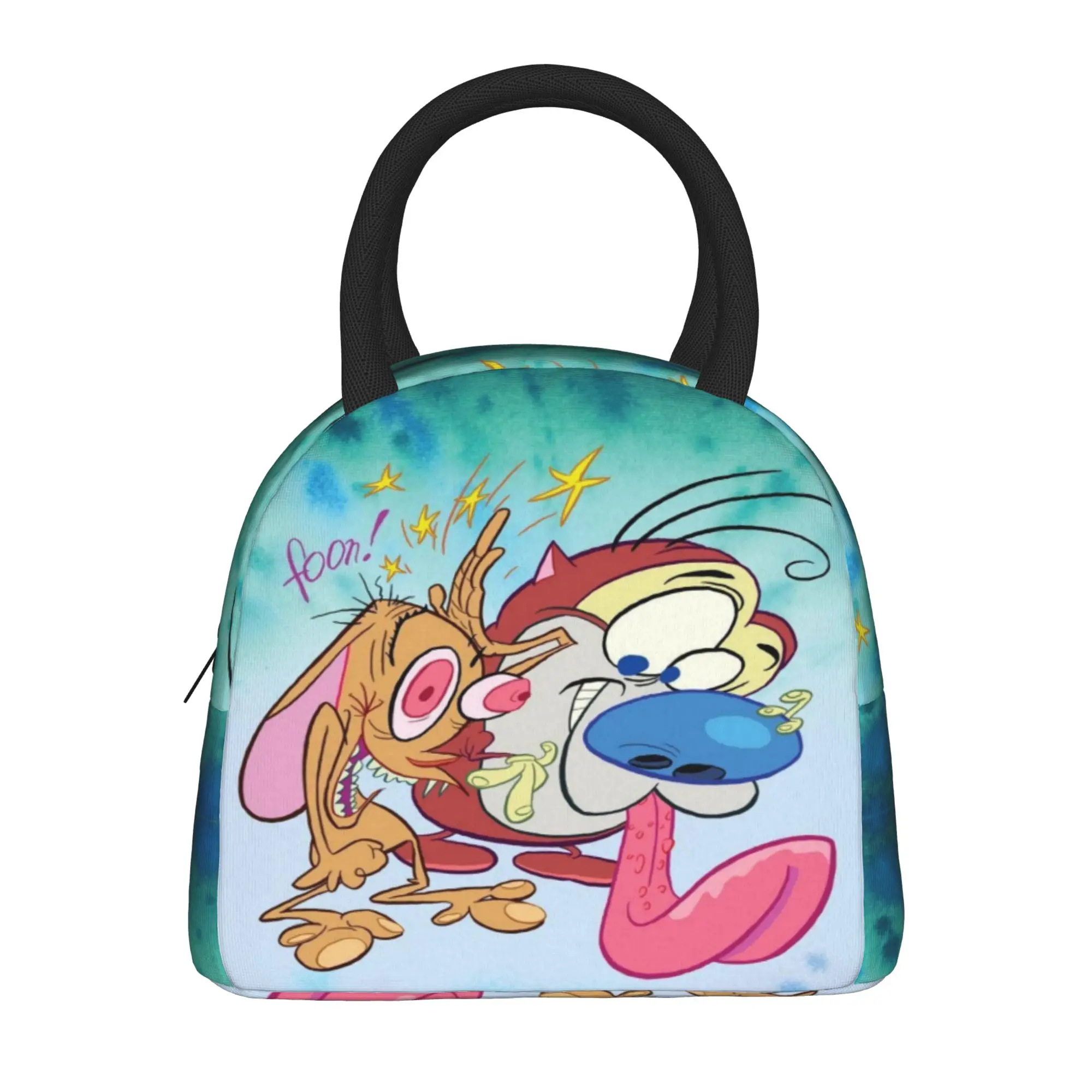  Duo Rucksack Ren & Stimpy  Insulated Lunch Bags for Men Women  Food Bag Portable Cooler Thermal Lunch Boxes For Work