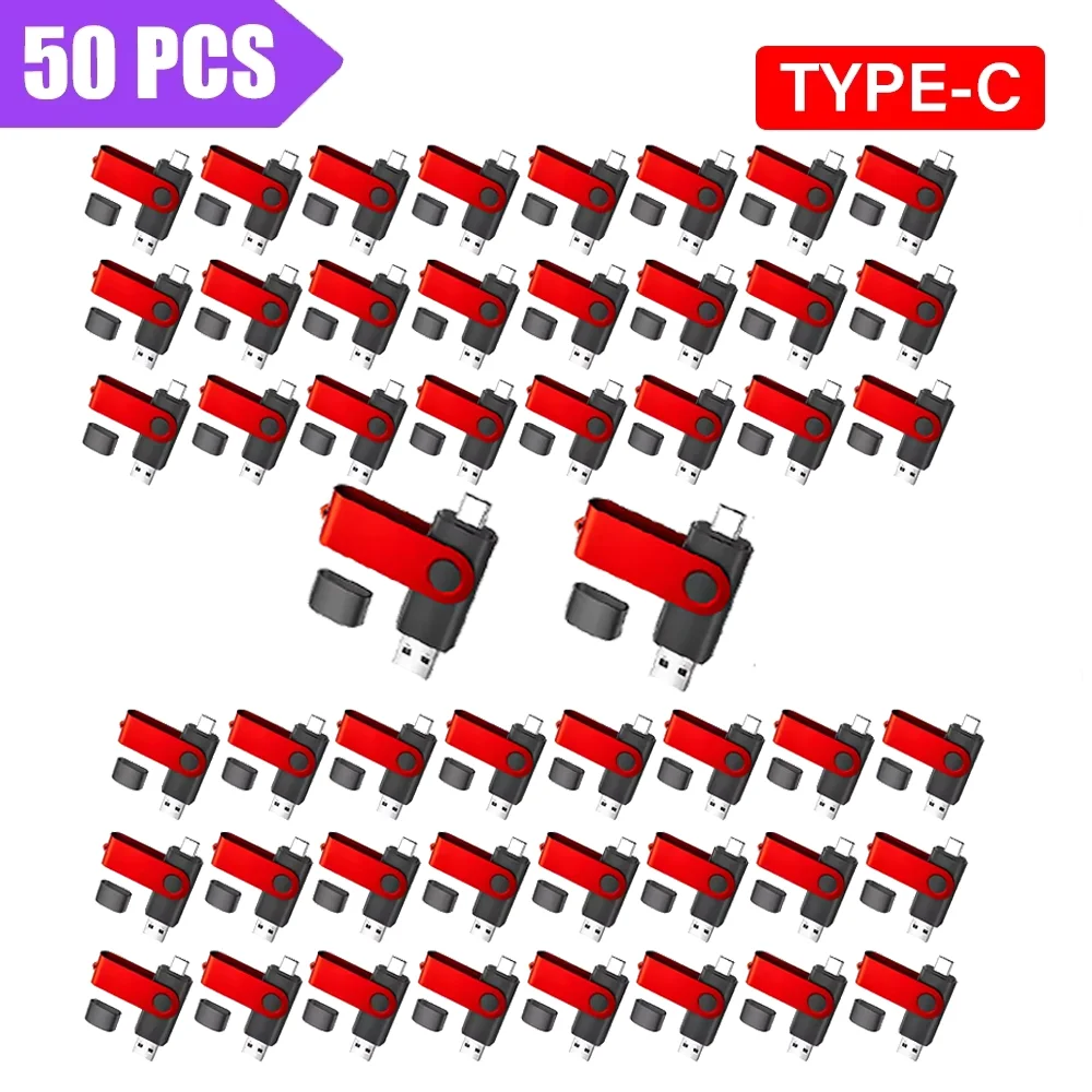 

50PCS Type-C Metal USB Flash Drive 128GB Purple Memory Stick 64GB Creative Gift Pen Drive 32GB for Computer U Disk 16GB Mini 8GB