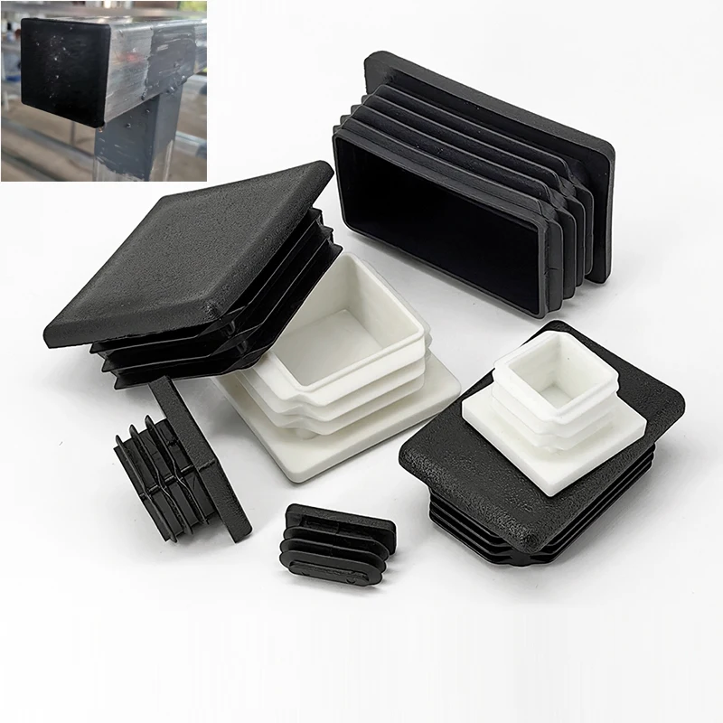

4pc Thickening Square PE Plastic Black Punched End Cap Furniture Leg Tube Insertion Plug 10X25-100X100 Furniture Accessories