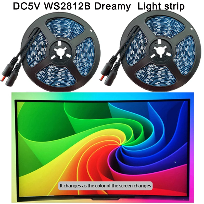 Led WS2812b Fancy Lighting Decoration Light Strip RGB Dream Ambient Color for Desktop TV PC Screen Background lighting 1M 2M 3M