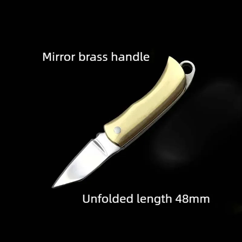 Outdoor EDC brass precision cast steel small folding knife portable cross-border ultra light key pendant pocket mini knife