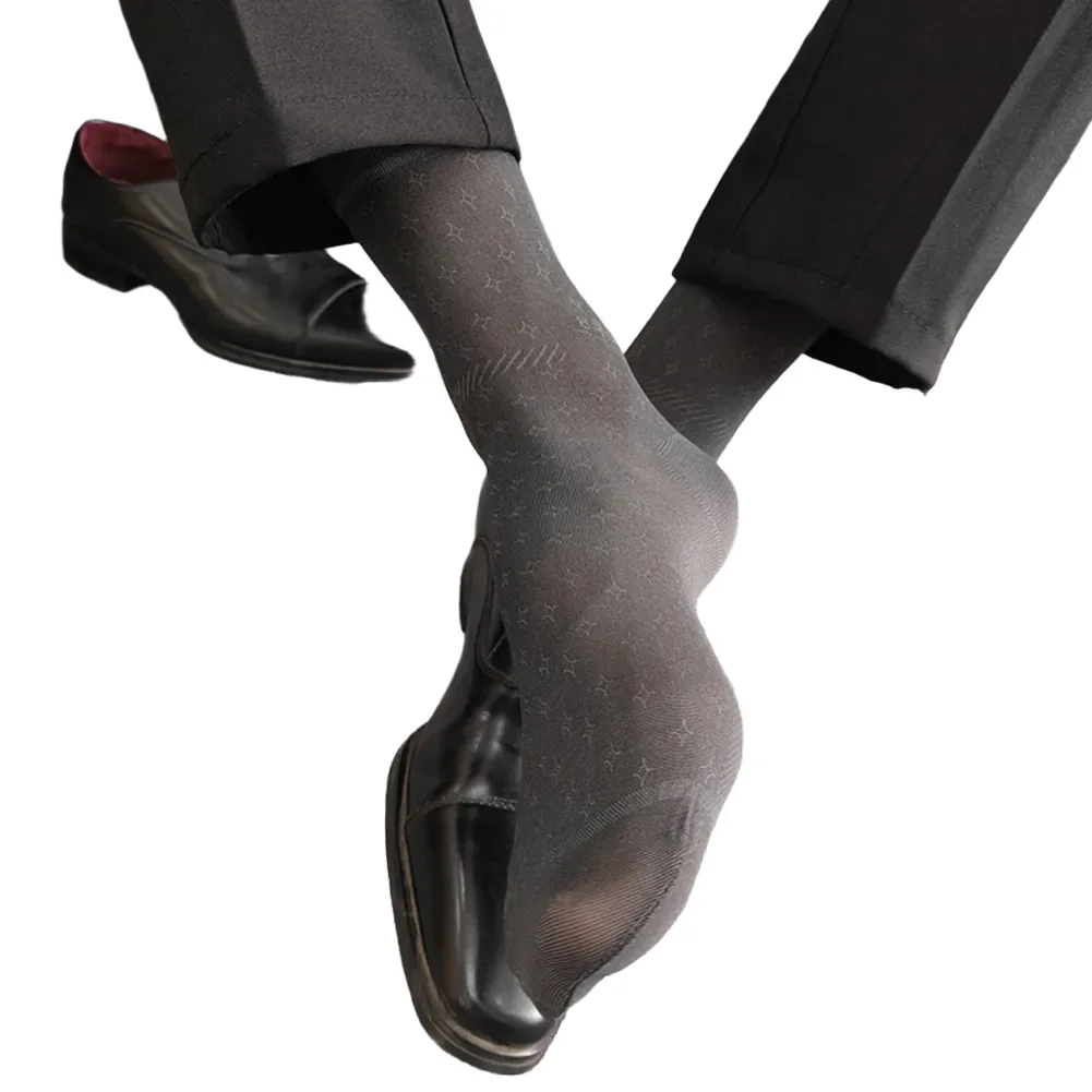 

Men's Business Dress Socks with Ultrathin Sheer Fabric Breathable and Translucent Tube Design Suitable for Formal and Work Use