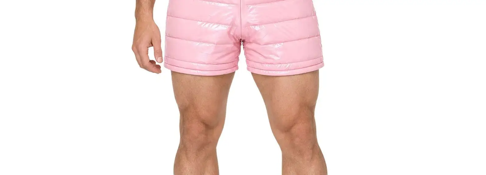 Men Water-resistant Padded Bodysuit Sleeveless U Neck Zipper Front Thigh Length Jumpsuit for Club Music Festival Rave