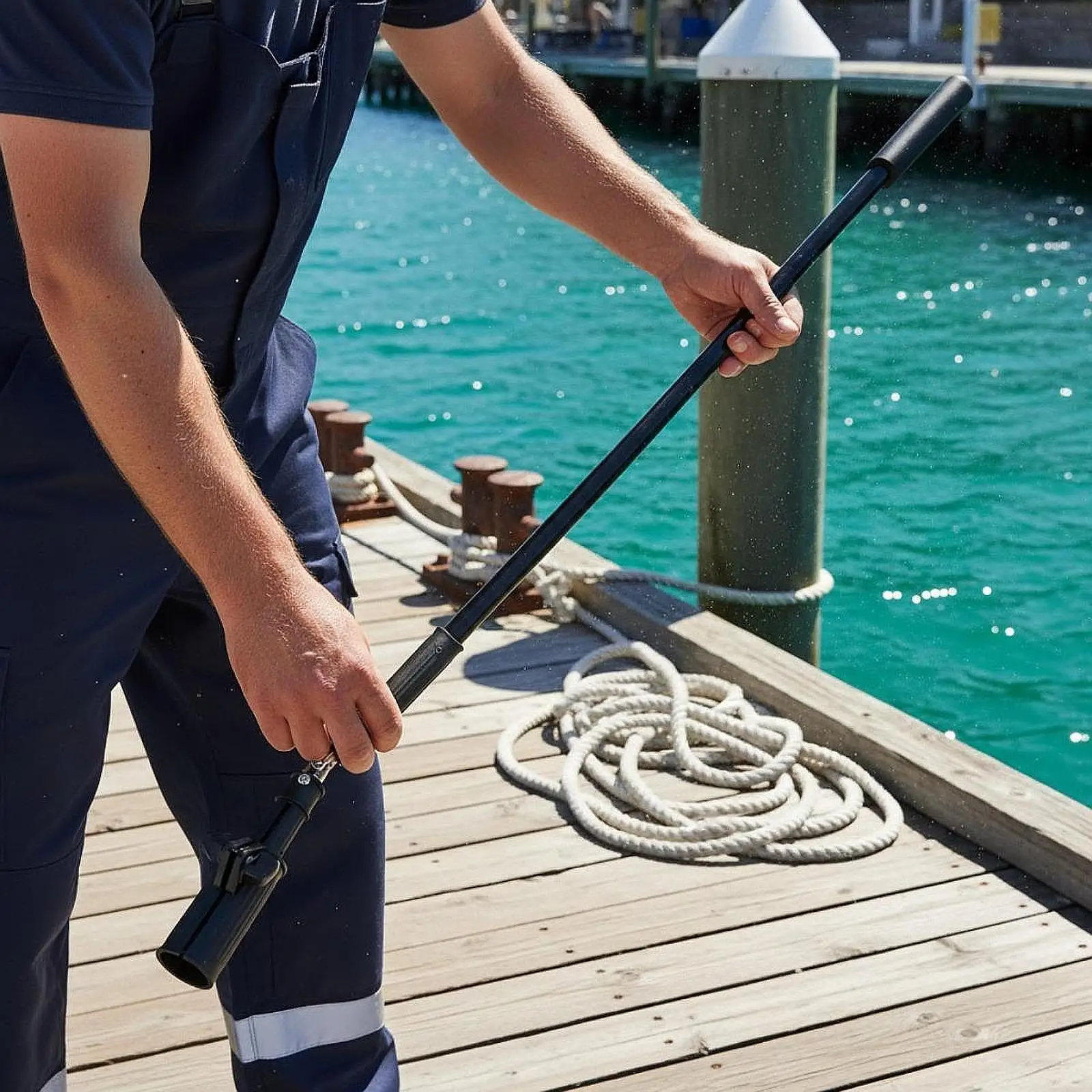 Universal Extended Tiller Handle for Outboard Motor Black Aluminum Alloy Hand Operated Boat Engine Rod for Inflatable Boat